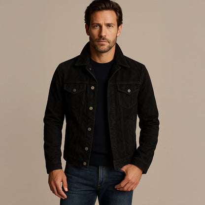 Men’s Textured Suede Trucker Jacket