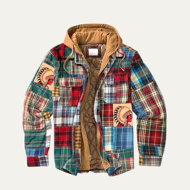Men’s Heavy Flannel Shacket with Hooded Layered Look