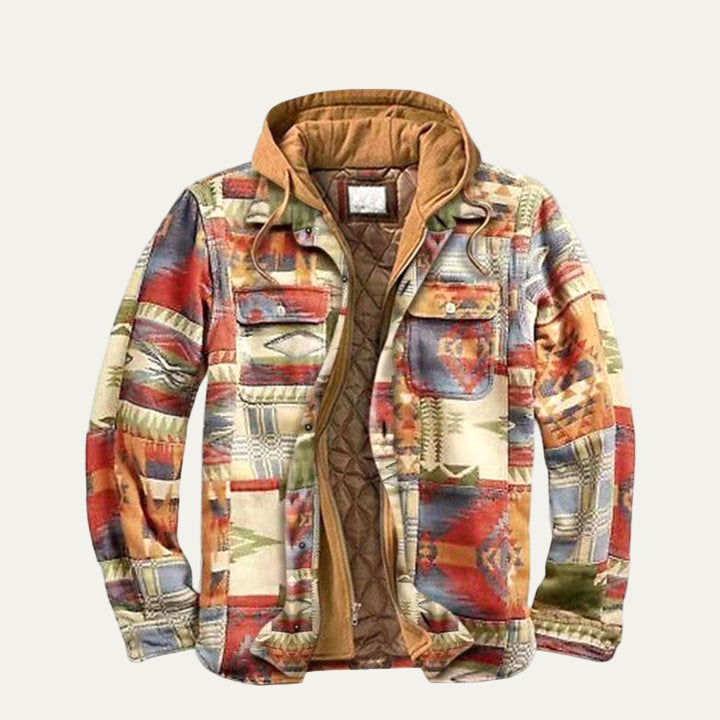 Men’s Heavy Flannel Shacket with Hooded Layered Look