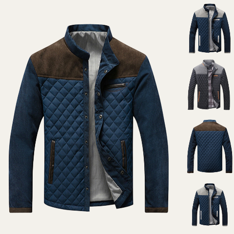 Men’s Diamond Quilted Casual Bomber Jacket