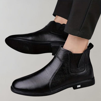 Men’s Smooth Leather Chelsea Boots with Tan Welt