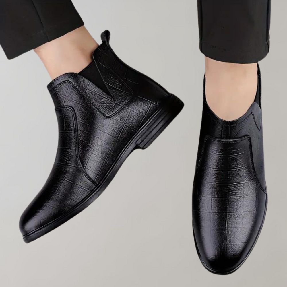 Textured Black Ankle Boots