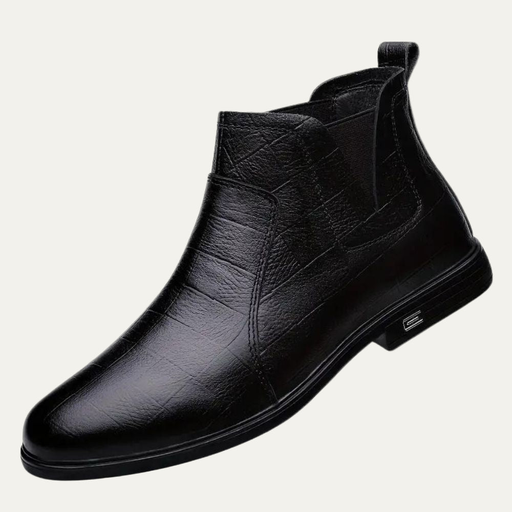 Men’s Smooth Leather Chelsea Boots with Tan Welt