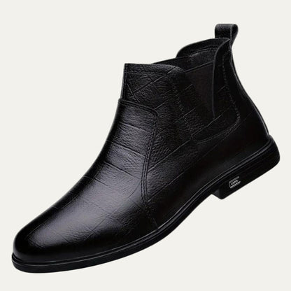 Men’s Smooth Leather Chelsea Boots with Tan Welt