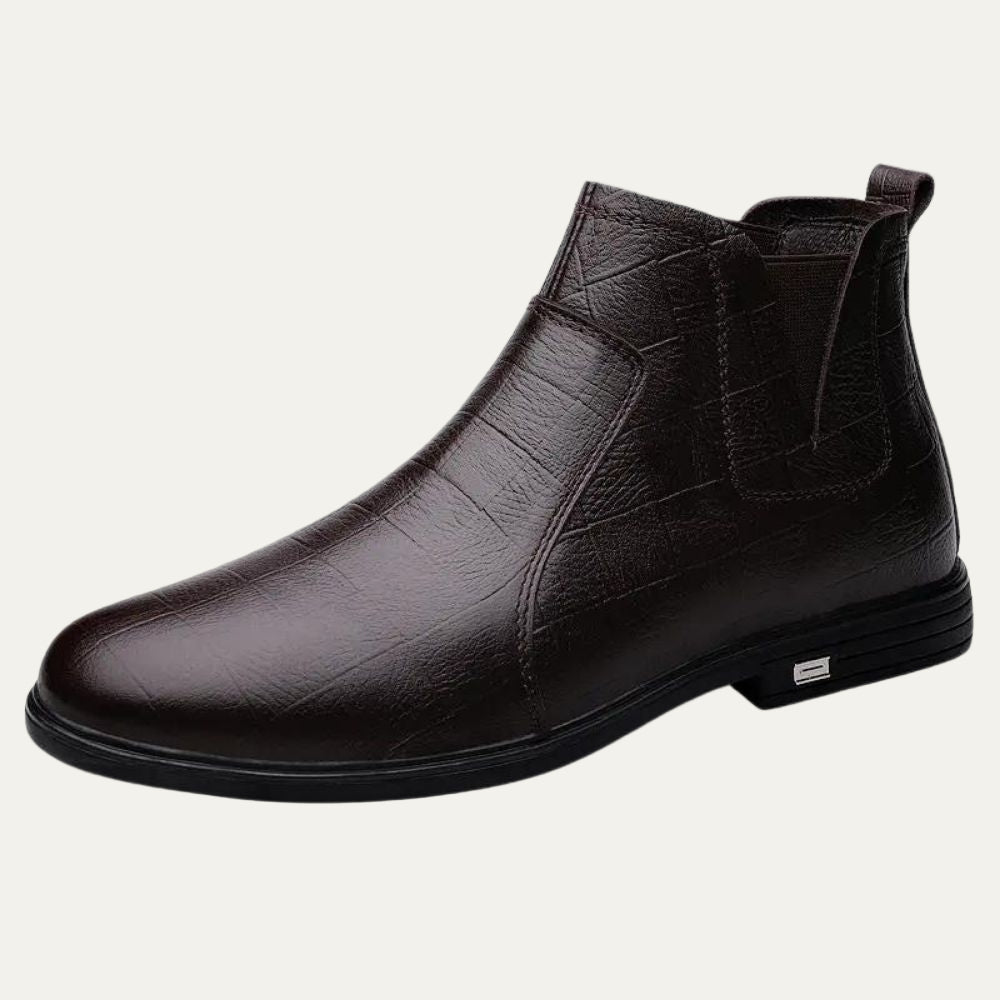 Men’s Smooth Leather Chelsea Boots with Tan Welt