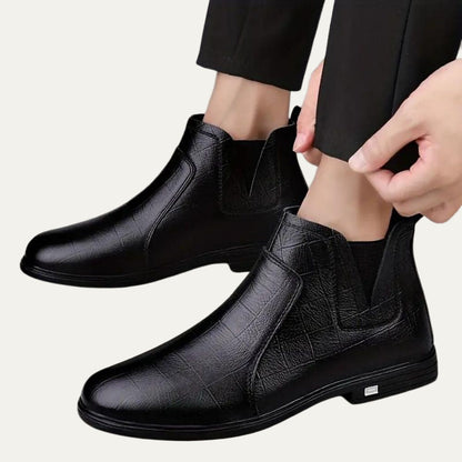 Men’s Smooth Leather Chelsea Boots with Tan Welt