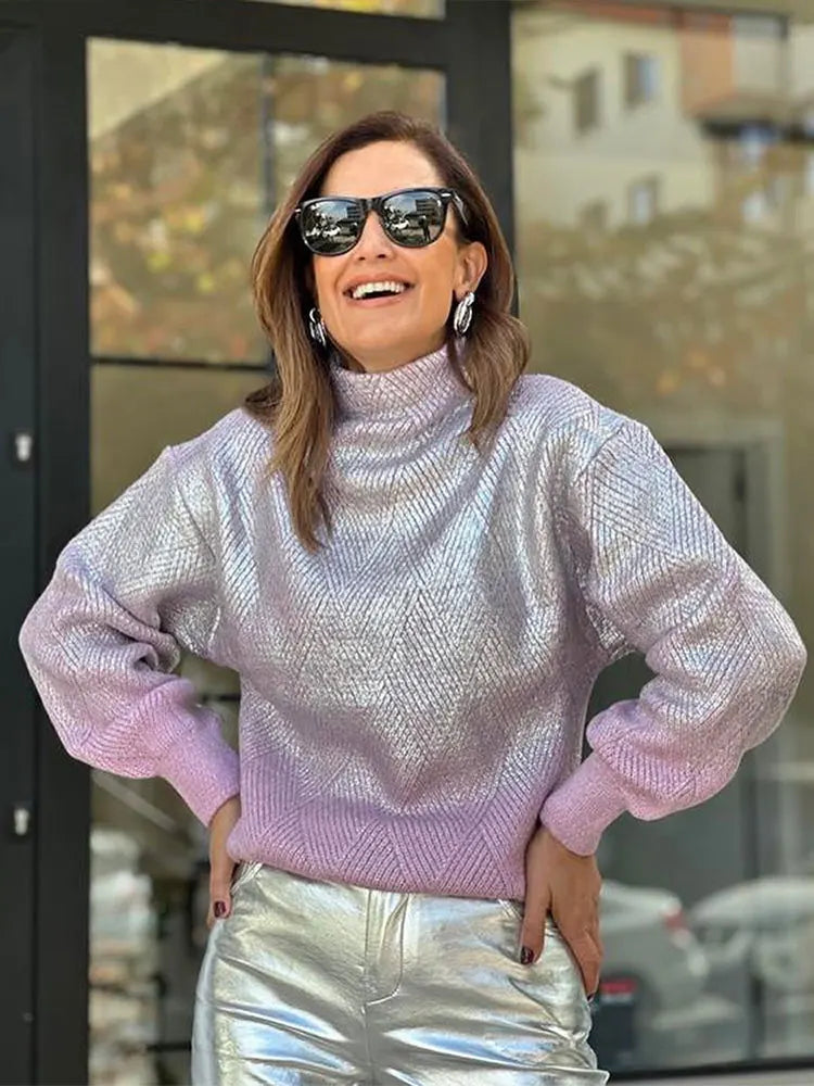 Stylish Knitted Ladies’ Sweater with Ombre - Camille