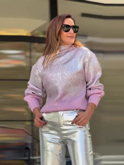 Stylish Knitted Ladies’ Sweater with Ombre - Camille