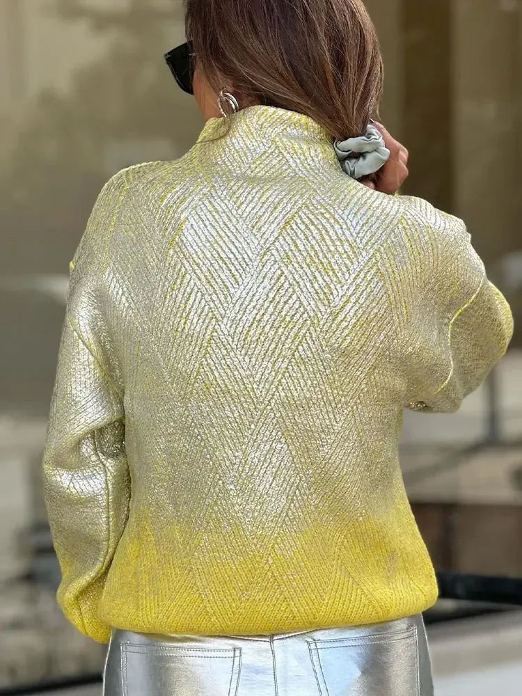 Stylish Knitted Ladies’ Sweater with Ombre - Camille
