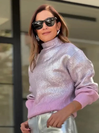 Stylish Knitted Ladies’ Sweater with Ombre - Camille