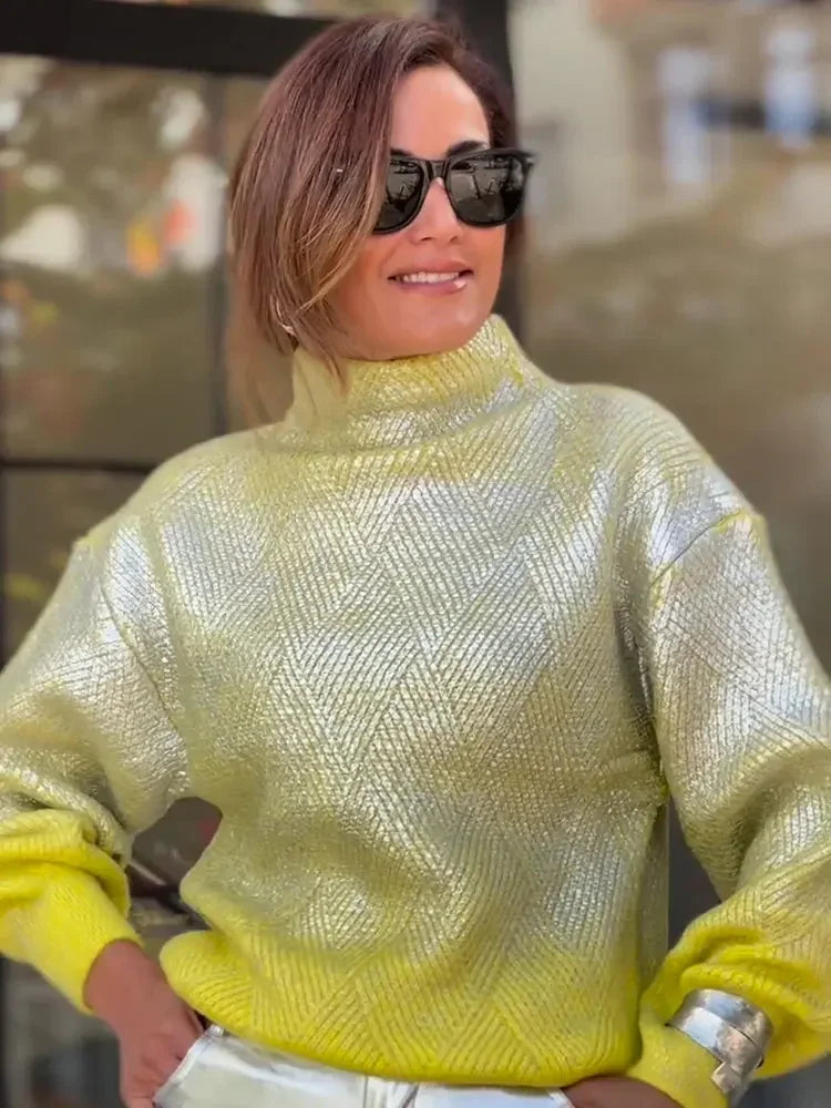 Stylish Knitted Ladies’ Sweater with Ombre - Camille
