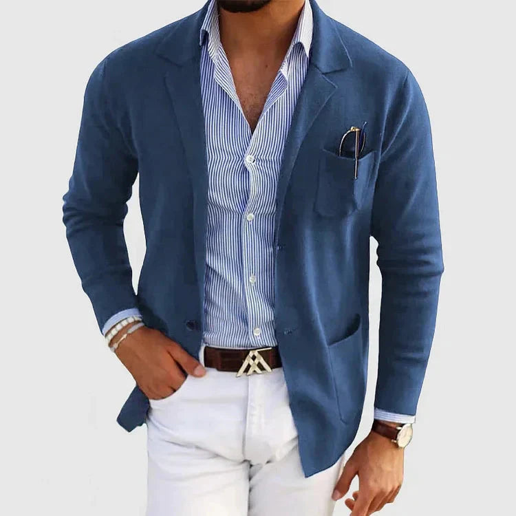 Stylish Men's Blazer with Casual Button Pockets and Collar - Lorenzo