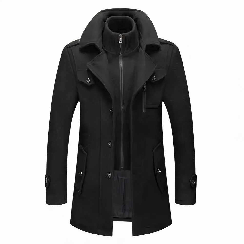 Stylish Men's Coat with Double Collar - Milan