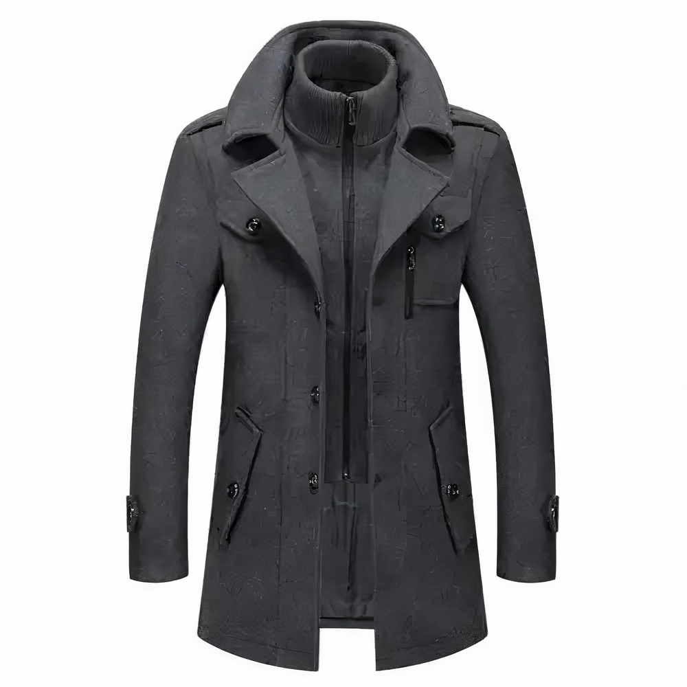 Stylish Men's Coat with Double Collar - Milan