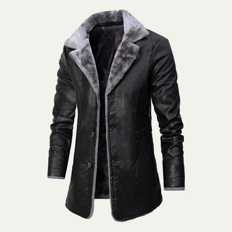 Men’s Faux Shearling Lined Single Breasted Topcoat