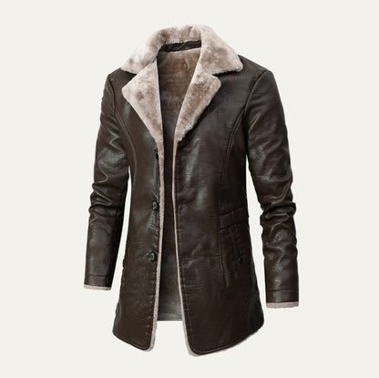 Men’s Faux Shearling Lined Single Breasted Topcoat
