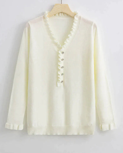 Stylish Sweater with Ruffles - Elodie