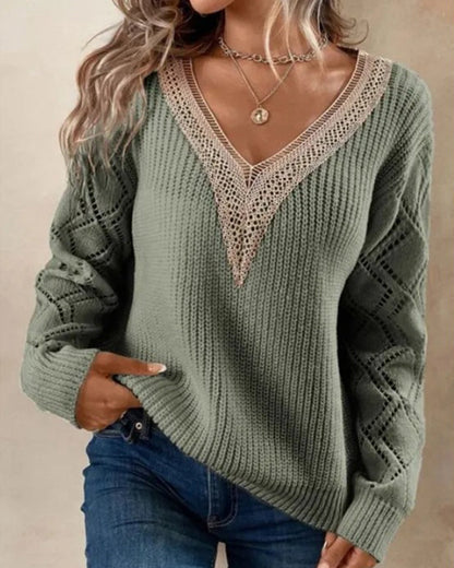 Stylish V-Neck Sweater - Selena