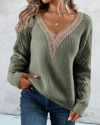 Stylish V-Neck Sweater - Selena