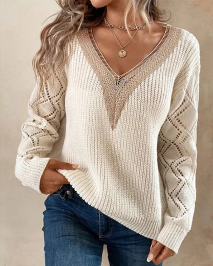 Stylish V-Neck Sweater - Selena