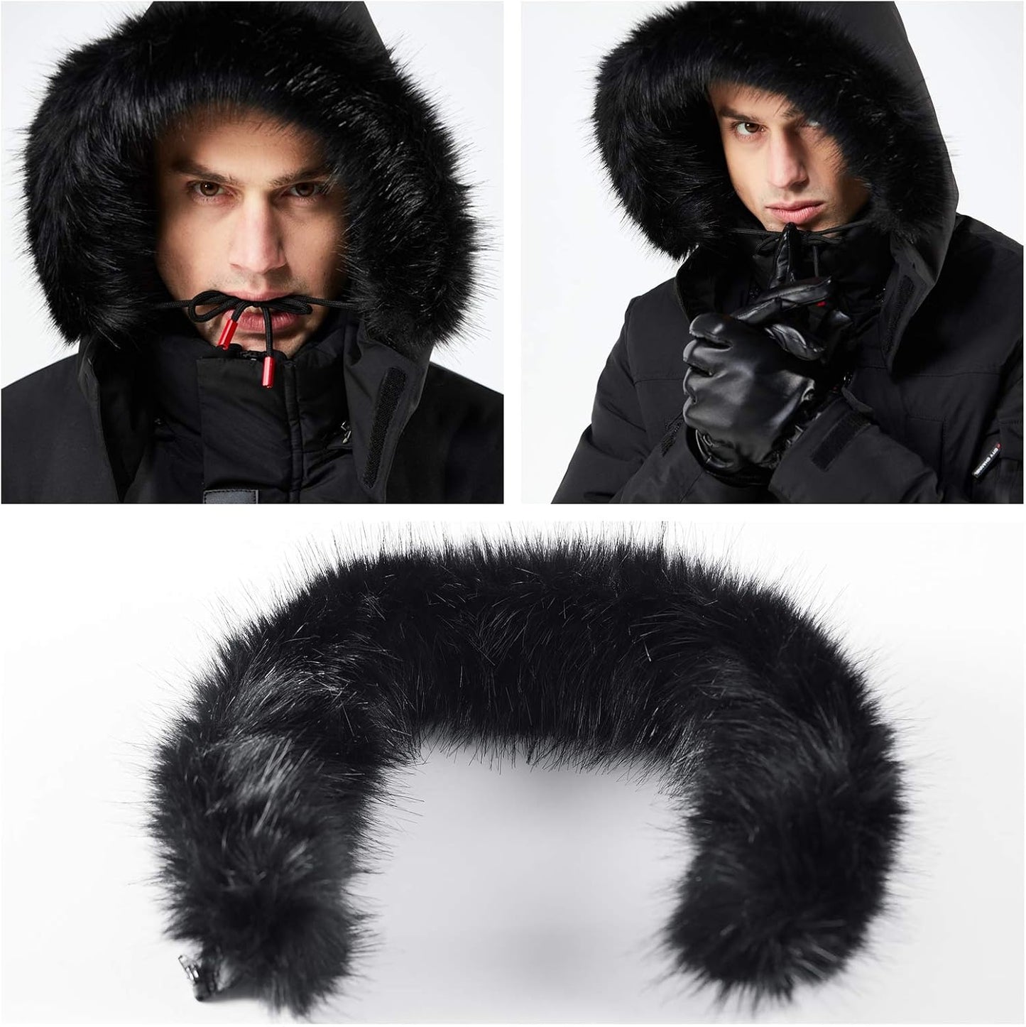 Men’s Mid Length Winter Parka with Faux Fur Hood