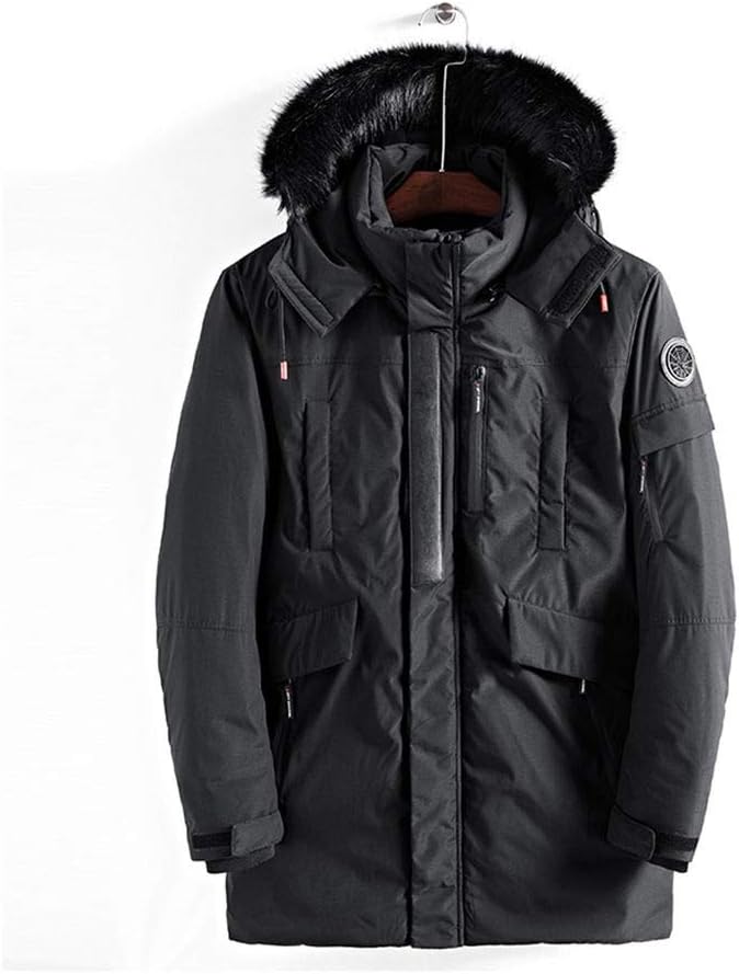 Men’s Mid Length Winter Parka with Faux Fur Hood