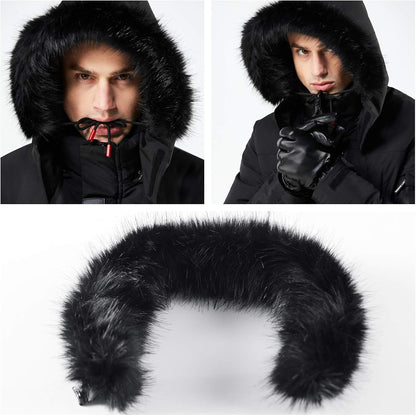 Men’s Mid Length Winter Parka with Faux Fur Hood