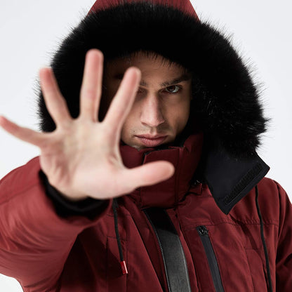 Men’s Mid Length Winter Parka with Faux Fur Hood