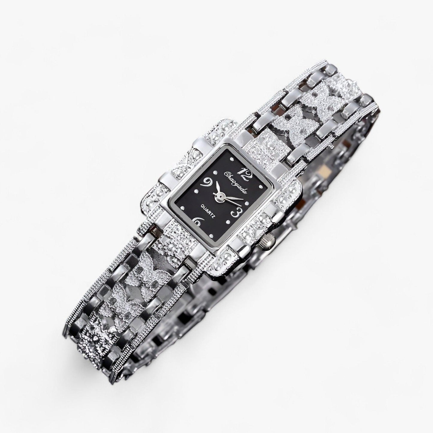 Stylish Watch with Rectangular Dial and Crystals – Camille