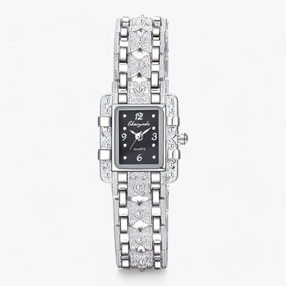 Stylish Watch with Rectangular Dial and Crystals – Camille