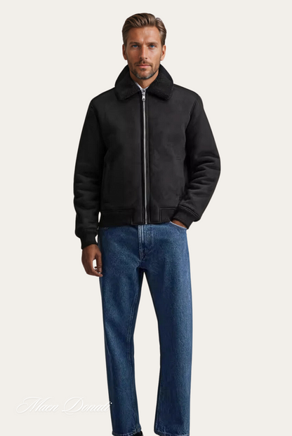 Men’s Bomber Jacket with Faux Shearling Collar