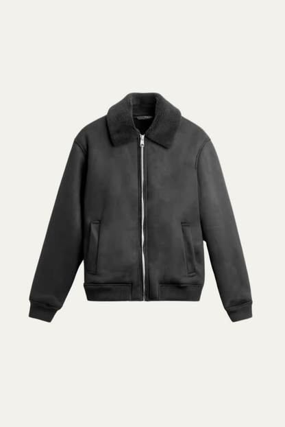 Men’s Bomber Jacket with Faux Shearling Collar