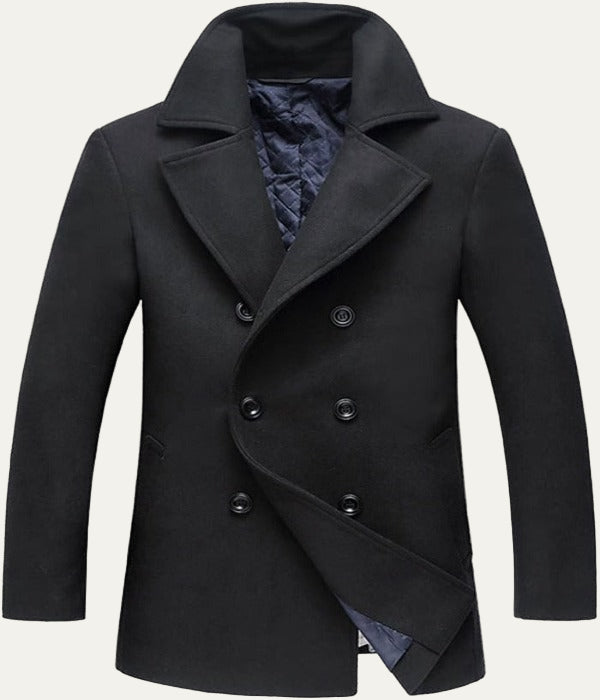 Men’s Stylish Double Breasted Mid Length Peacoat