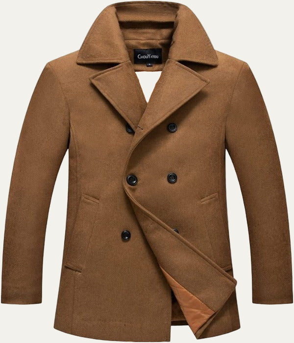 Men’s Stylish Double Breasted Mid Length Peacoat