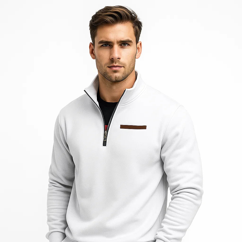 Men’s Quarter Zip Pullover with High Collar