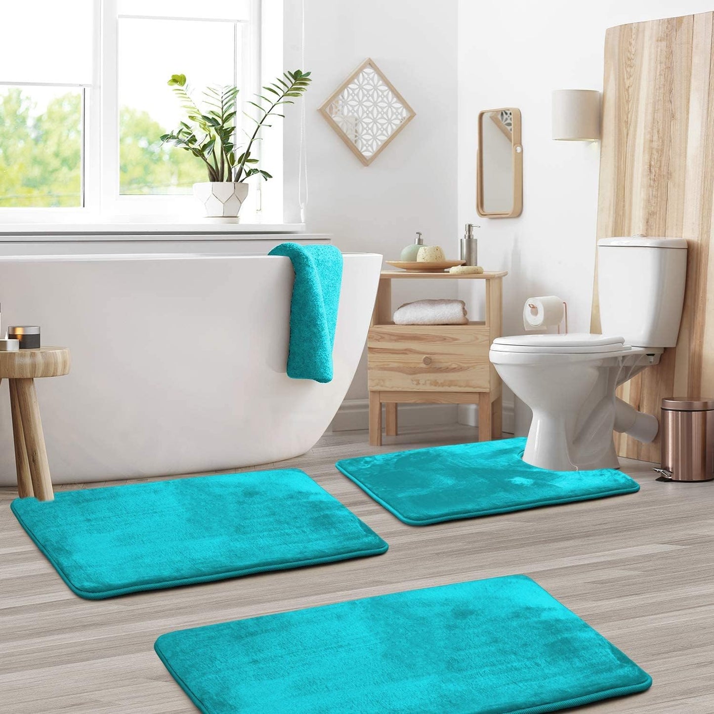 Plush Memory Foam Bathroom Mat Set 3-Piece Grip