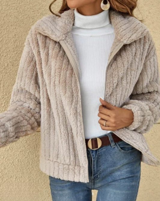 Warm plush cardigan for women