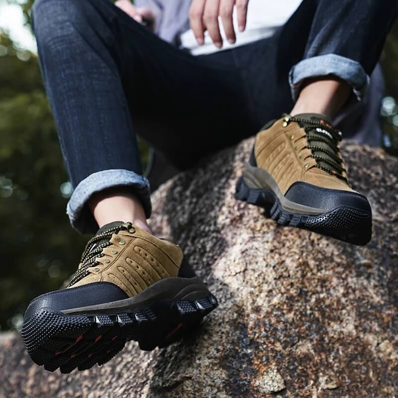 Camel - Waterproof Leather Hiking Walking Shoes Brown