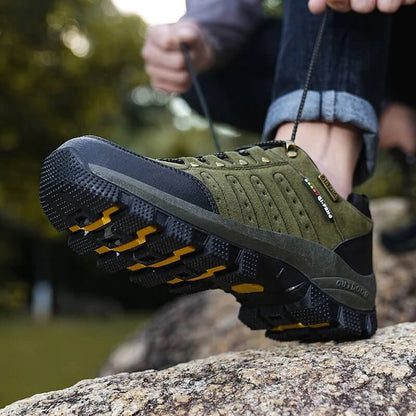 Camel - Waterproof Leather Hiking Walking Shoes Green