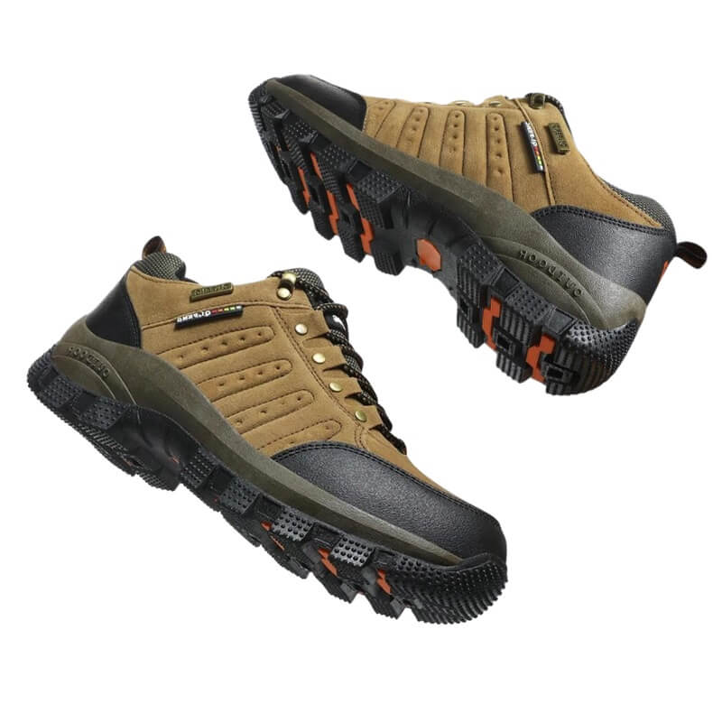 Camel - Waterproof Leather Hiking Walking Shoes Brown