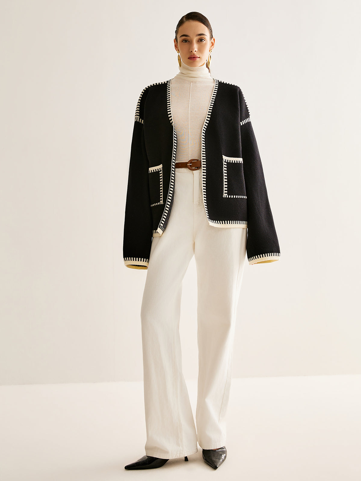 Tied Cardigan with Belt for Women - Celine