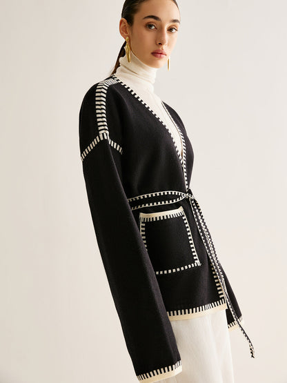 Tied Cardigan with Belt for Women - Celine
