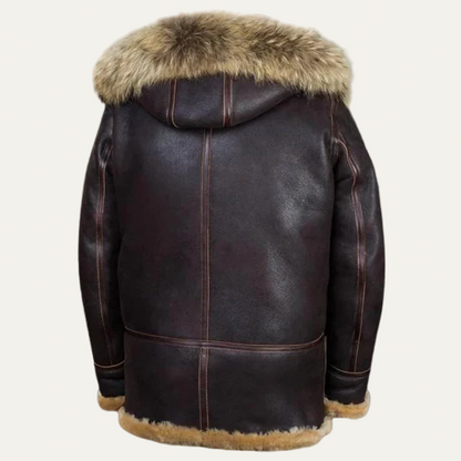 Men’s Sheepskin Shearling Duffle Coat with Toggle Closures
