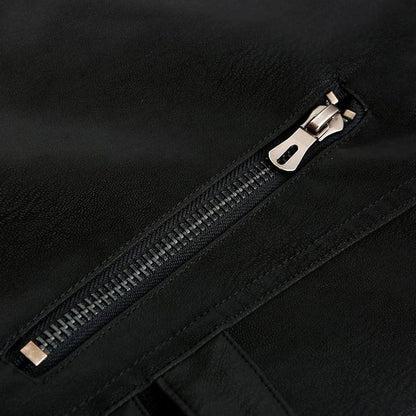 Men’s Moto Leather Jacket with Stripe Accents
