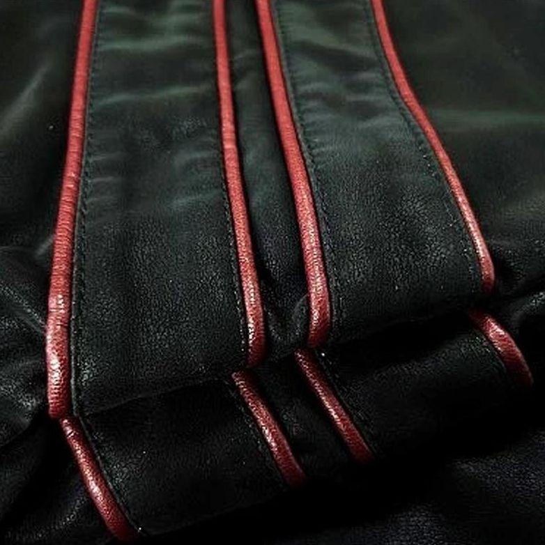 Men’s Moto Leather Jacket with Stripe Accents