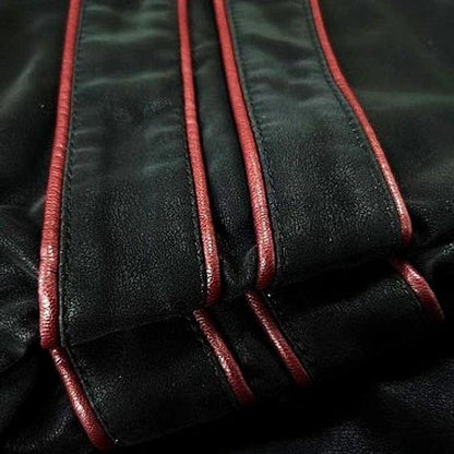 Men’s Moto Leather Jacket with Stripe Accents