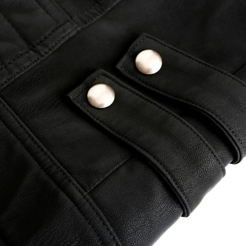 Men’s Moto Leather Jacket with Stripe Accents