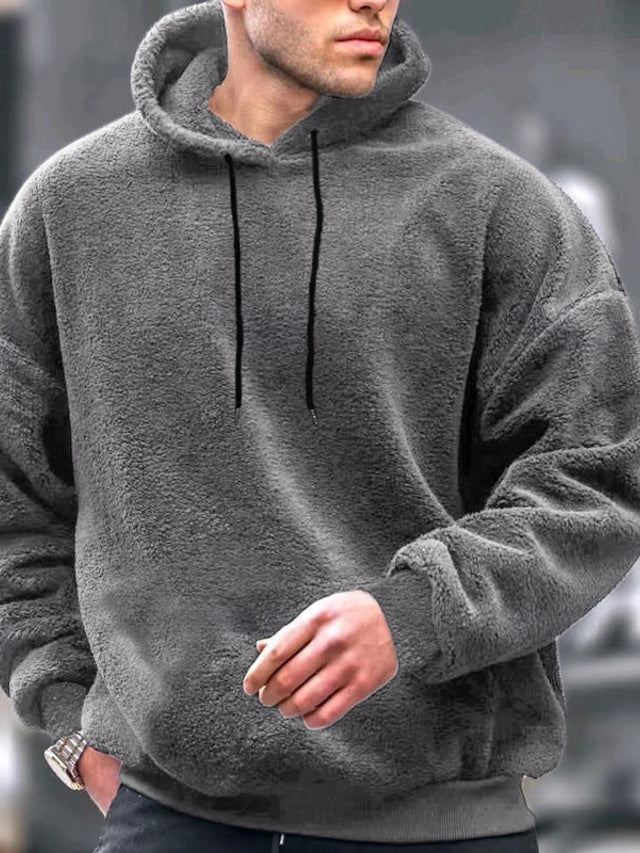 Warm Mens Hooded Fleece Jacket with Pockets
