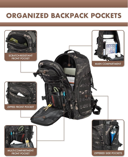 35L Outdoor Tactical Backpack with Molle System and Laptop Storage