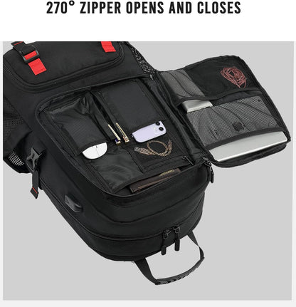 60L Waterproof Travel Laptop Backpack with USB Port & Shoe Compartment